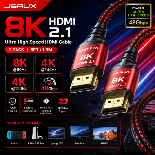 8K HDMI Cable 2.1 2 Pack 6ft