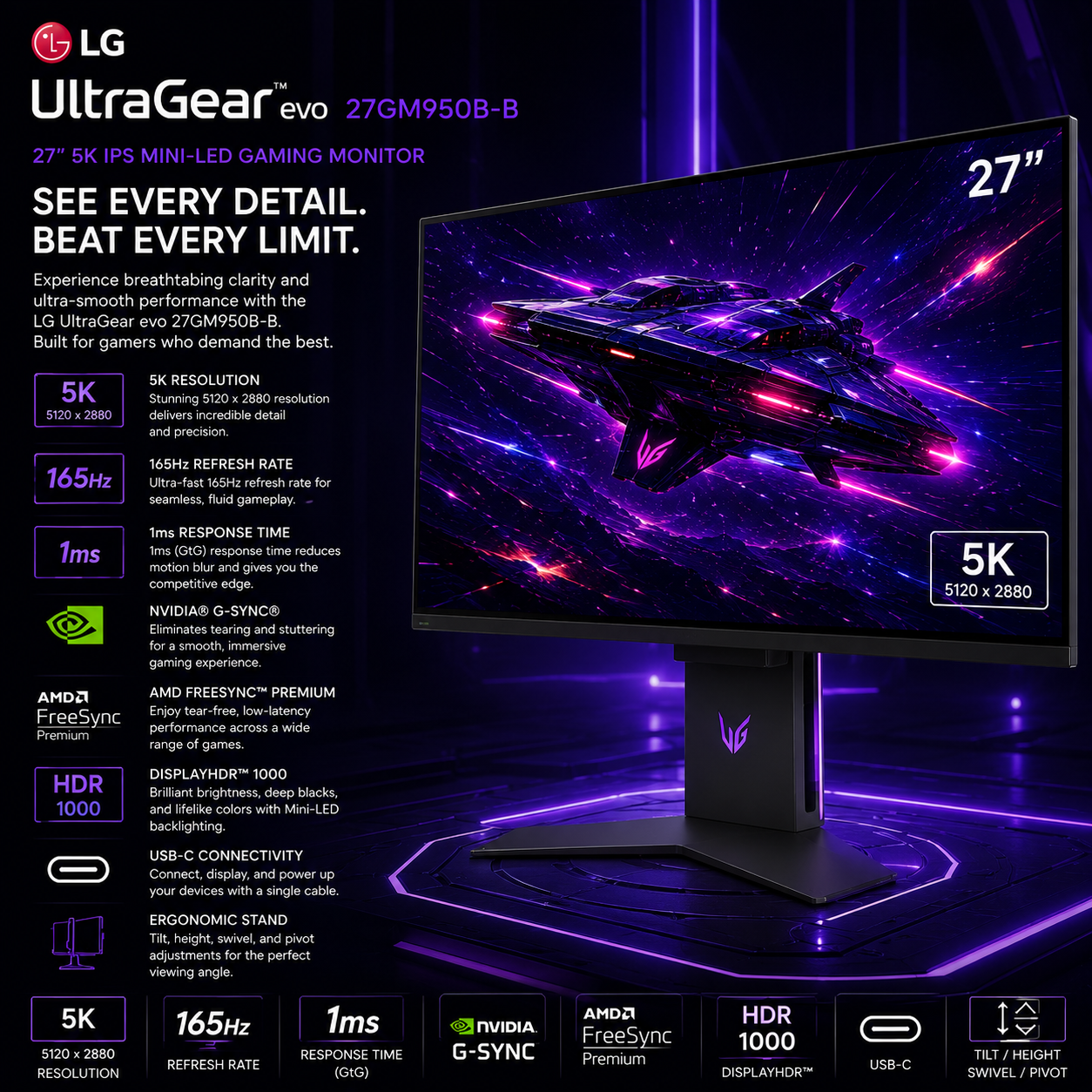 LG 27GM950B-B 5K Gaming